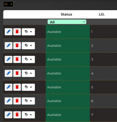 Bildschirm vom Buchungssystem.