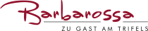 Logo Restaurant Barbarossa - dunkelroter Handgeschriebener Schriftzug